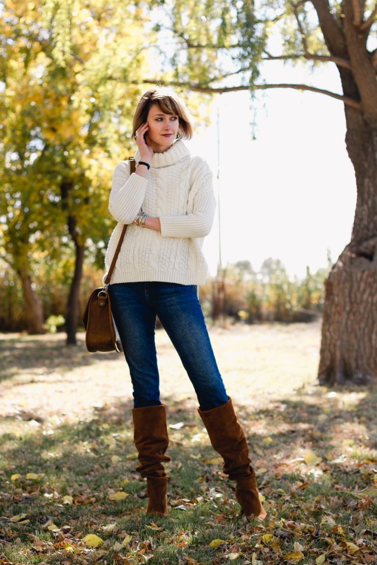 cable knit and slouchy boots, southwestern-style - District of Chic