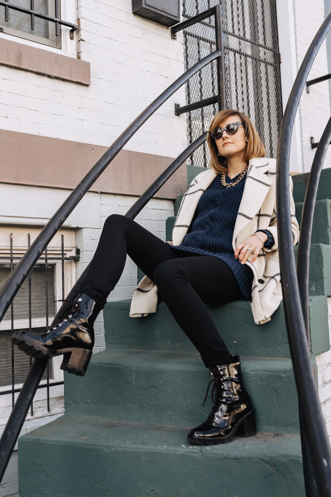 an easy winter uniform: a fun coat and combat boots - District of Chic
